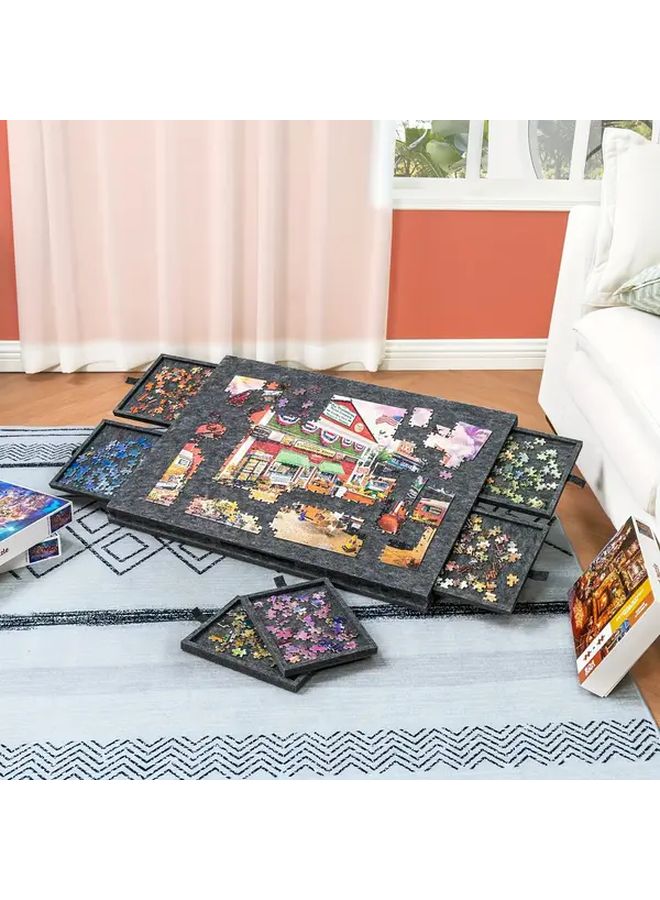 طاولة أحجية الصور المقطوعة المحمولة مع 6 أدراج بلون رمادي فضي مقاس 30-31 بوصة - Image 2